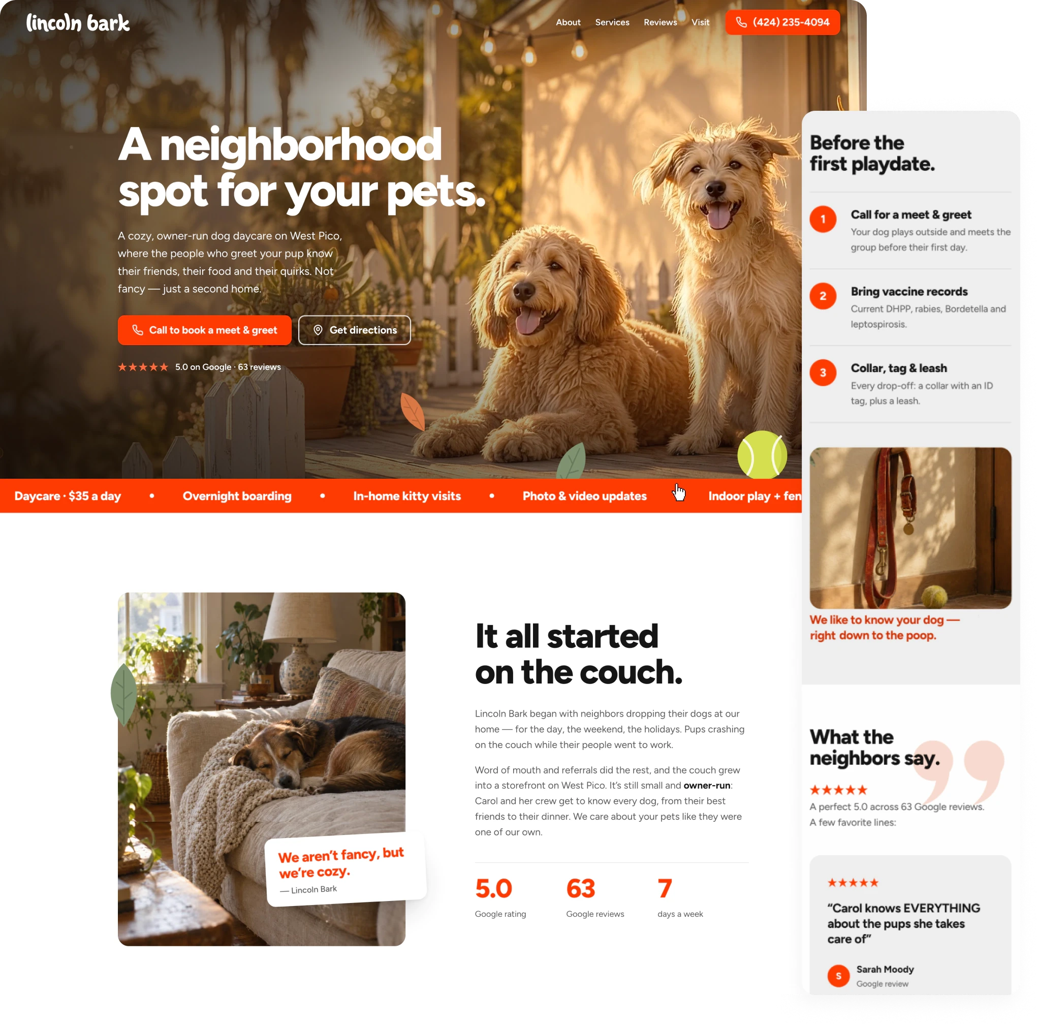 The redesigned Lincoln Bark homepage on desktop and mobile