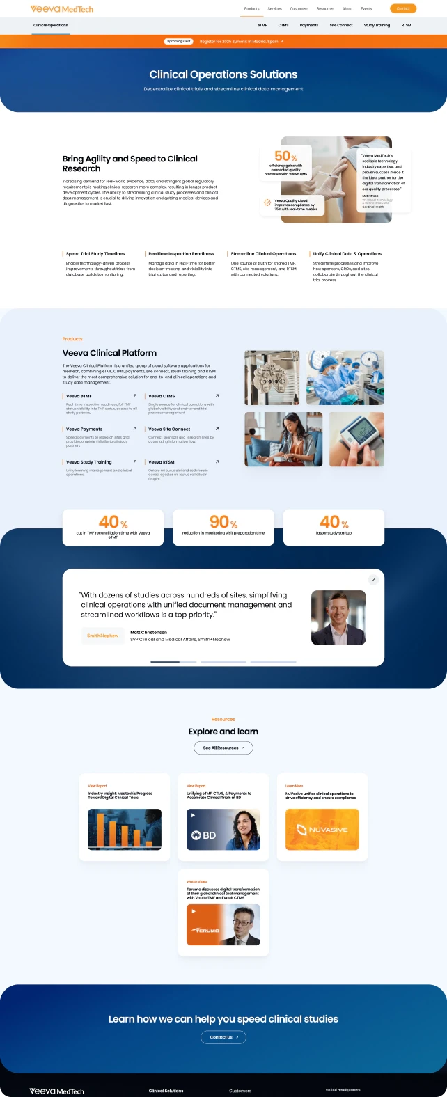 The full Clinical Operations solution page