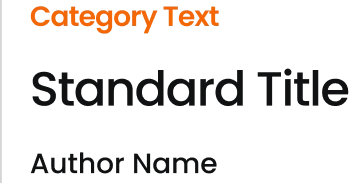 Standard card title style — category, title and author